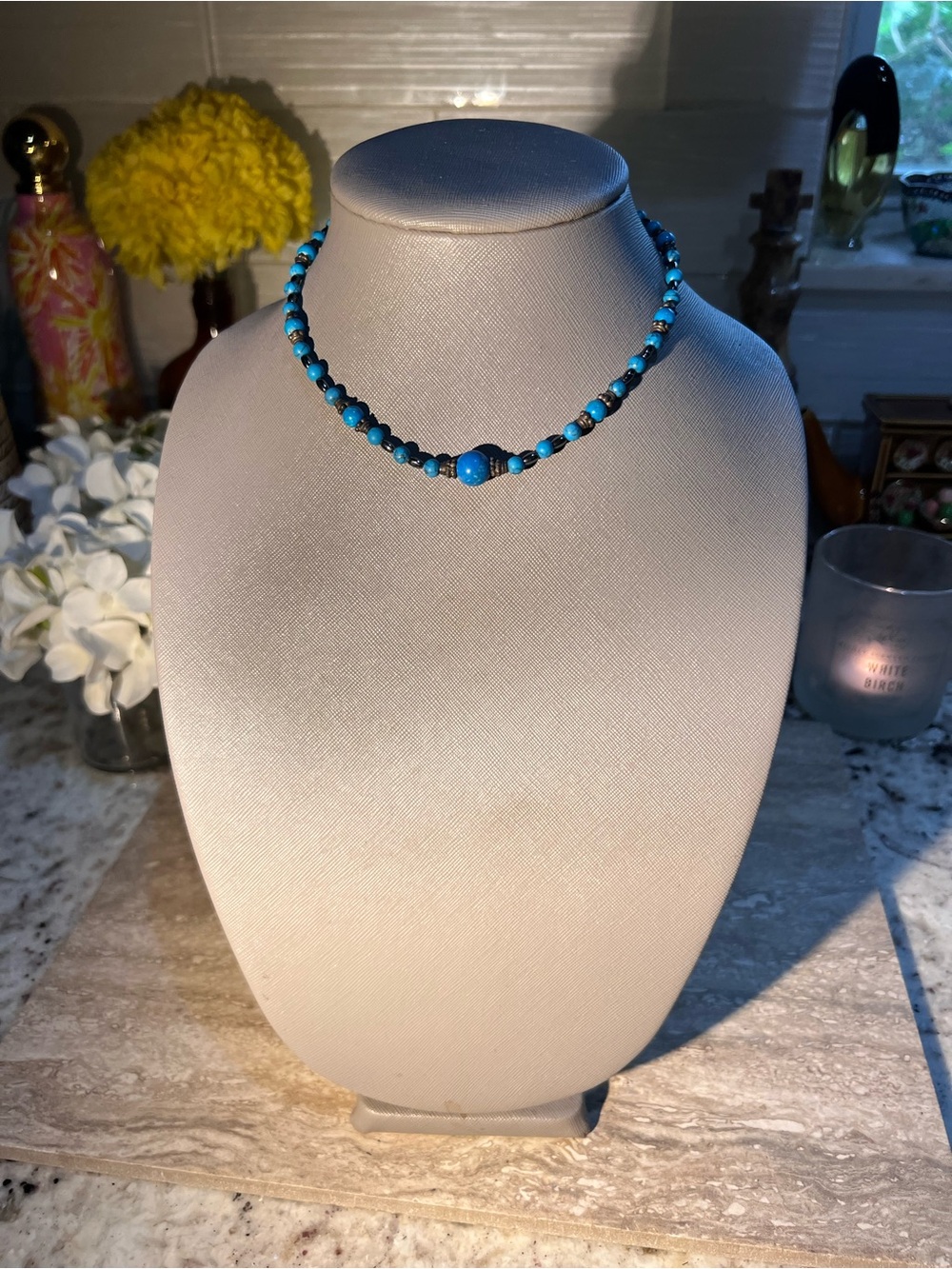 Turquoise Beaded Choker Necklace - Women Jewelry